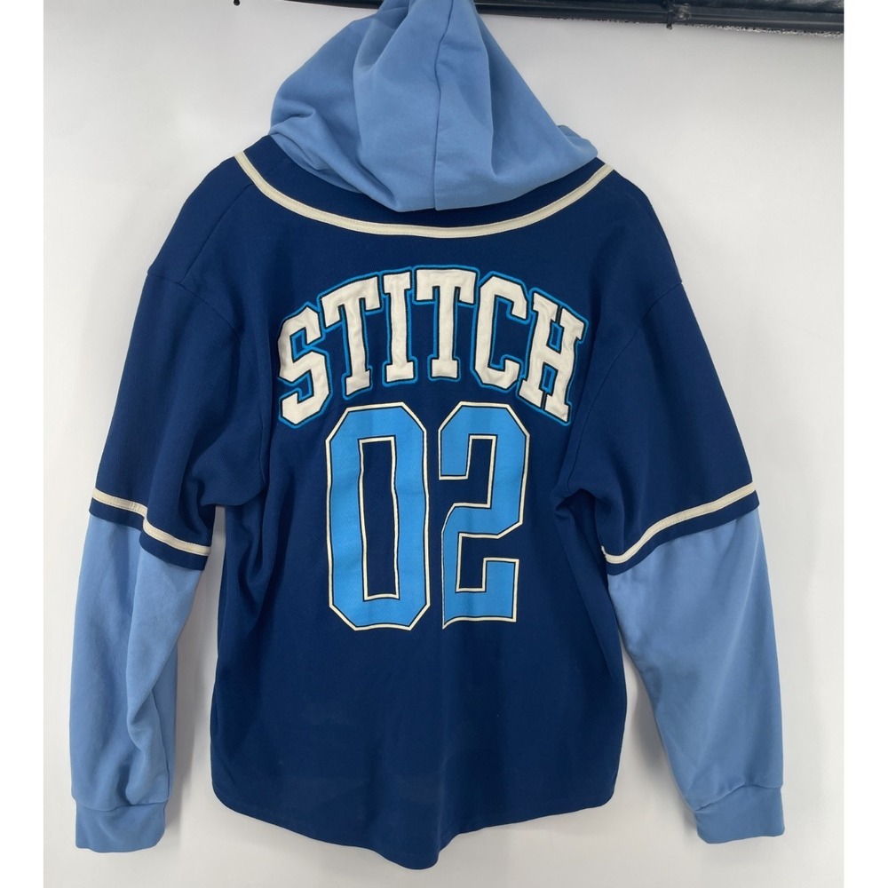 Disney Stitch Hoodie Baseball Jersey Twofer Experiment 626 Unisex XL Freeze - Picture 2 of 13